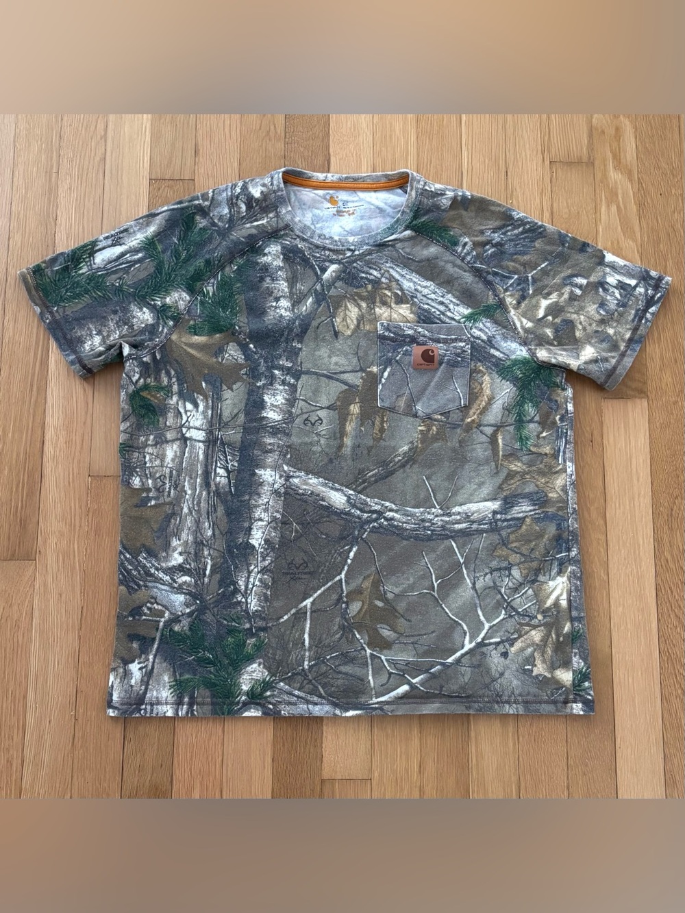 Carhartt Realtree Camo Pocket T-Shirt Mens L All Over Print Workwear Hunting